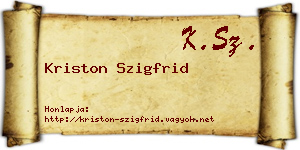 Kriston Szigfrid névjegykártya